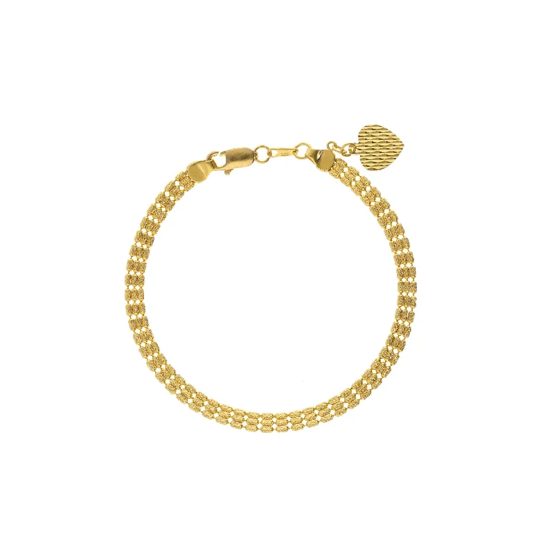 Ladies bracelets for trendy youth -22K Yellow Gold Gorgeous Link Peace Bracelet W/ Flat Beaded Chain, 8.5 grams