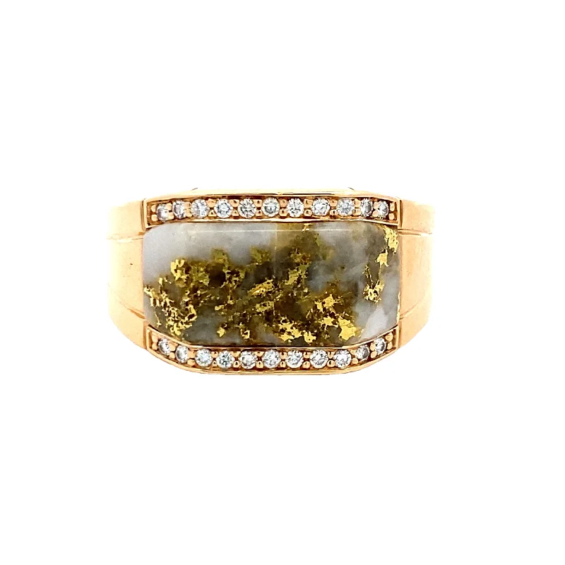 ladies-wedding-accent-rings-Estate Inlay Ring by Kabana in Yellow Gold