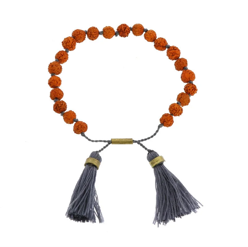 Ladies bracelets for office elegance -Mala and Tassel Bracelet - Blue