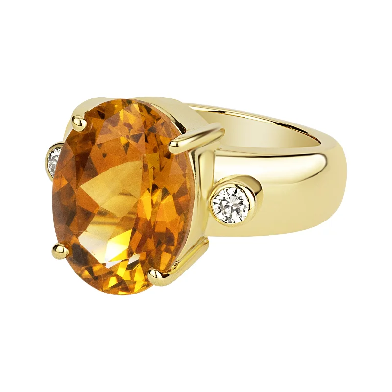 ladies-silver-cluster-rings-Ring - Citrine And Diamond