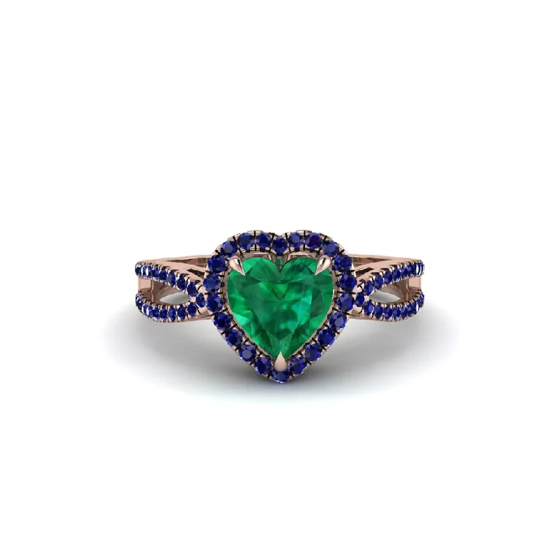 engagement-emerald-bezel-set-rings-Heart's Emerald Embrace Engagement Ring - Alison No. 65