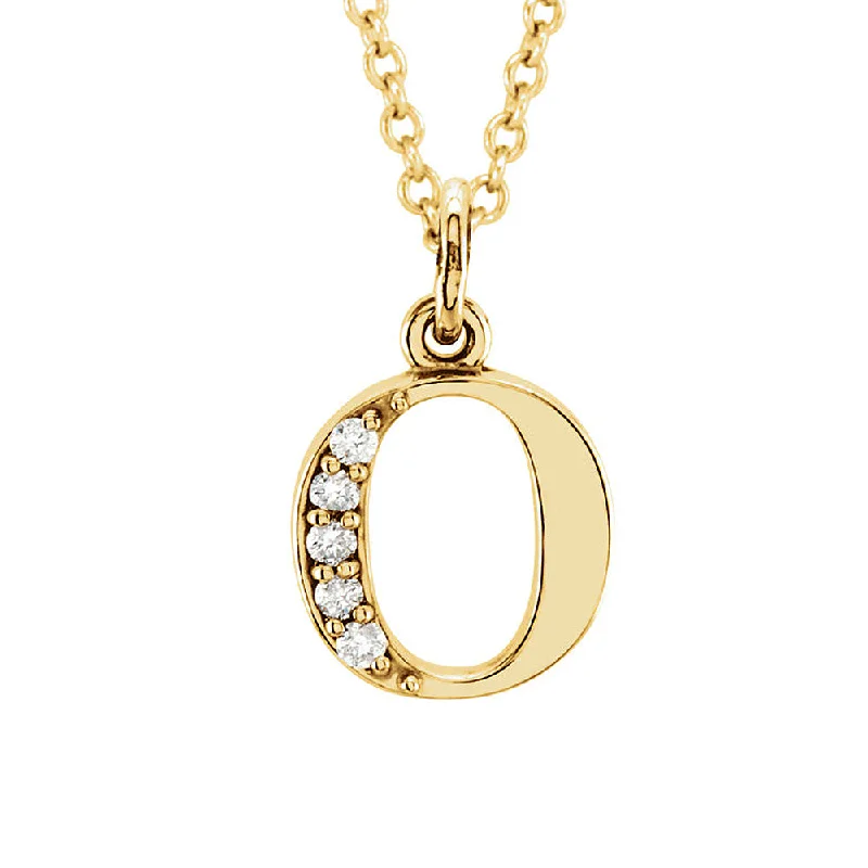 Ladies necklaces with nova pendants -The Abbey 14k Yellow Diamond Lower Case Initial 'o' Necklace 16 Inch