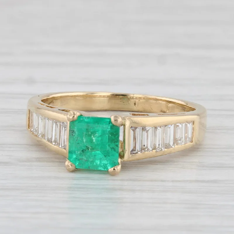 engagement-princess-cut-silver-rings-1.53ctw Emerald Diamond Ring 18k Yellow Gold Size 6.25 Engagement