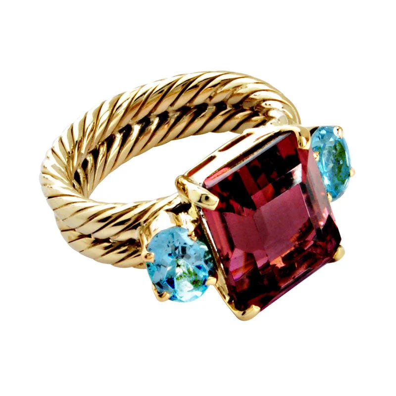 ladies-infinity-rose-gold-rings-Ring-tourmaline & Aquamarine