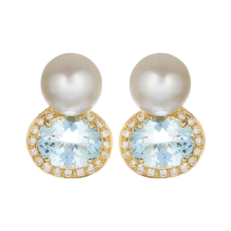 ladies-party-teardrop-earrings-Earrings - Aquamarine, Diamond and South Sea Pearl (2222B)