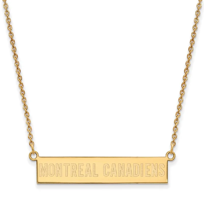 Ladies necklaces for student vibes -SS 14k Yellow Gold Plated NHL Montreal Canadiens SM Bar Necklace, 18in