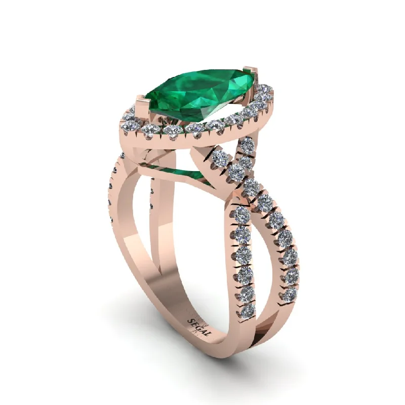 engagement-luxury-emerald-rings-Emerald Marquise Split Shank Engagement Ring - Carly No. 5