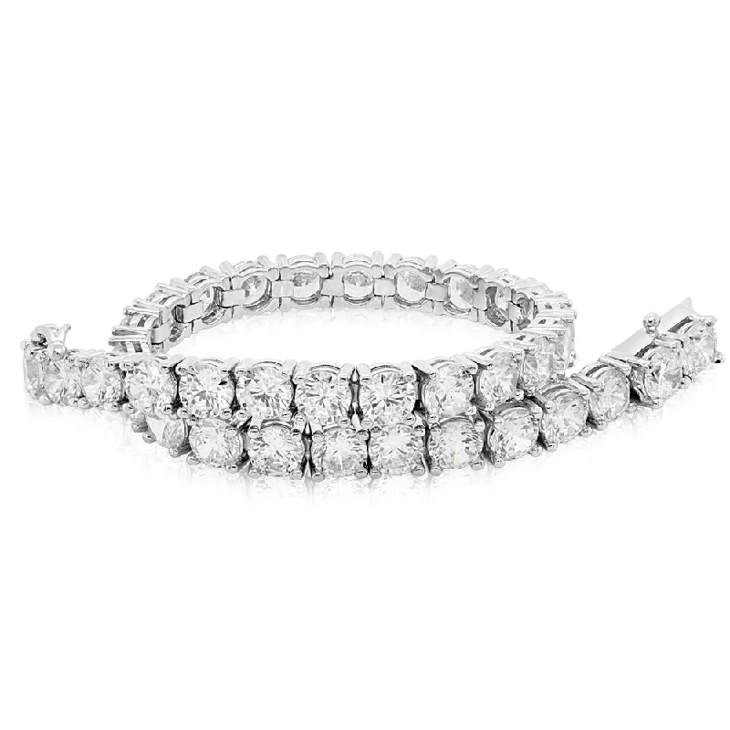 Ladies bracelets for festive elegance -Round Brilliant tennis bracelet with 15.18 carats* of diamond simulants in sterling silver