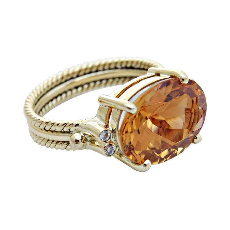 ladies-princess-cut-diamond-rings-Ring-Citrine and Diamond