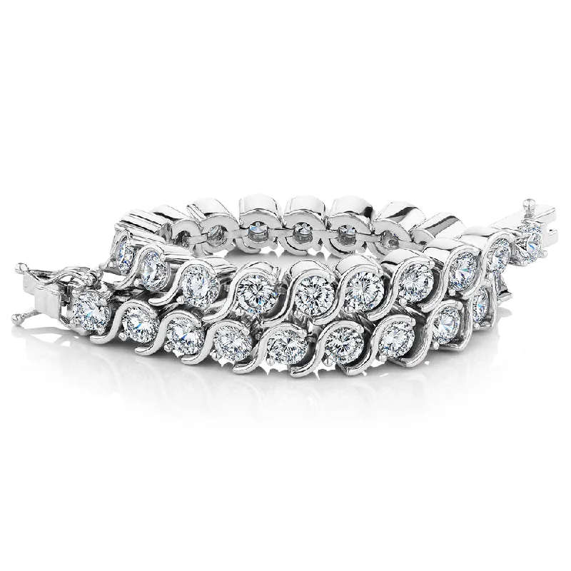 Ladies bracelets for future elegance -Round Brilliant tennis bracelet with 13.80 carats* of diamond simulants in sterling silver