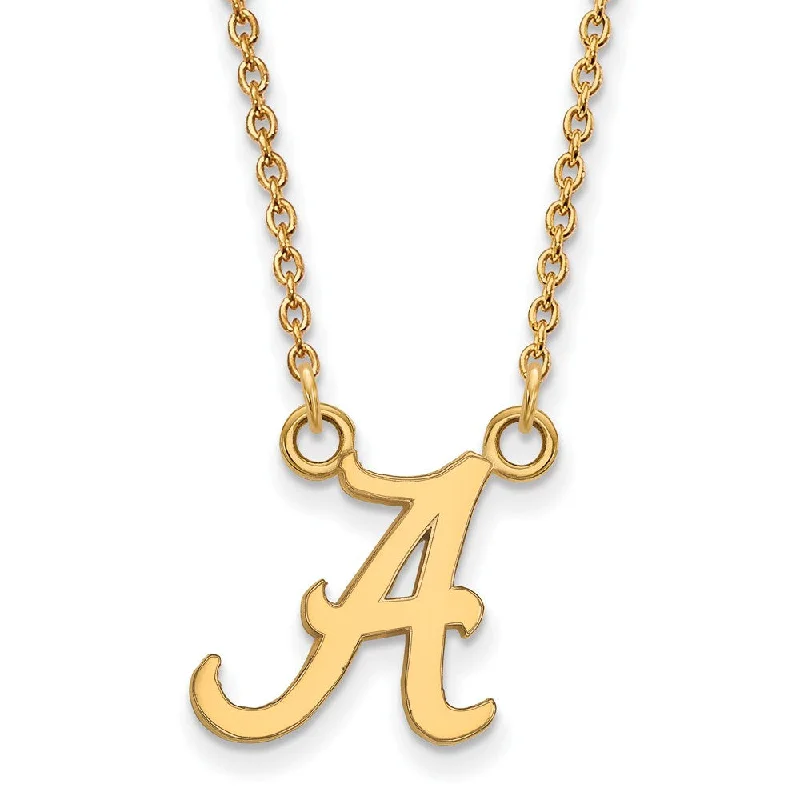 Ladies necklaces carved flair -14k Yellow Gold U of Alabama Small Initial A Pendant Necklace