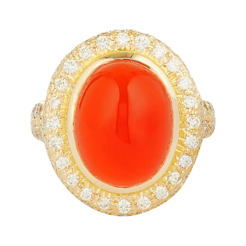 ladies-bridal-channel-set-rings-Repair - Ring - Cornelian & Diamond in 18K Gold (2221G)