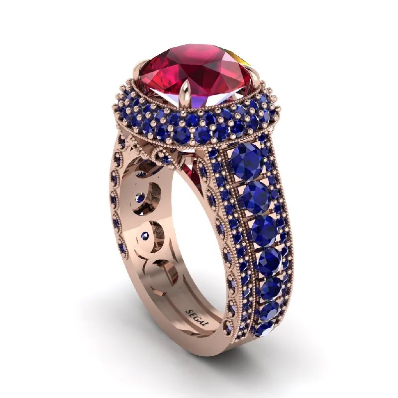 engagement-affordable-sapphire-rings-Ruby Radiant Majesty Pave Engagement Ring - Cataleya No. 71