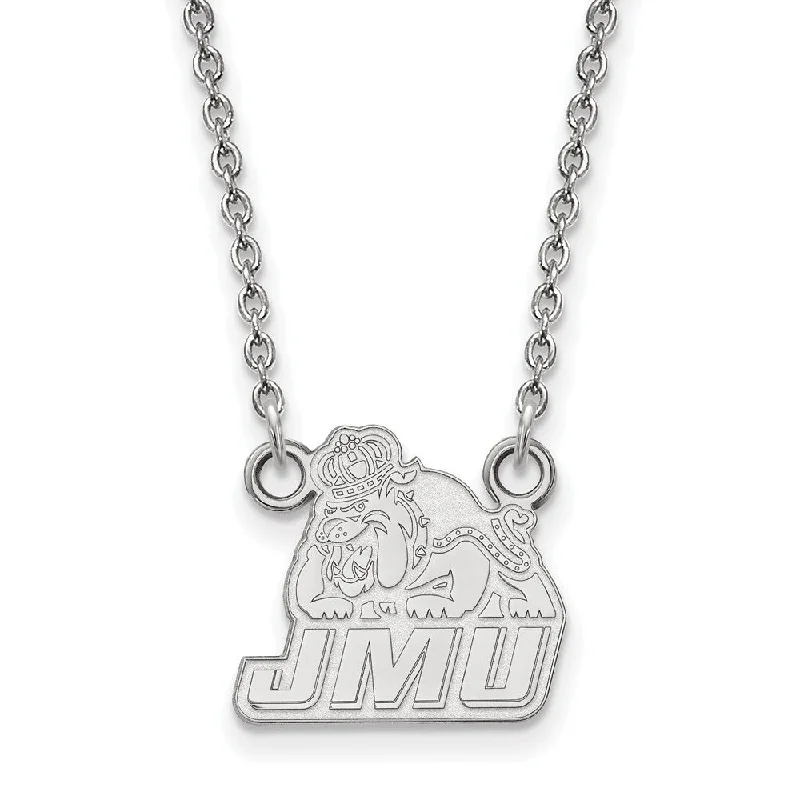 Ladies necklaces for show charm -Sterling Silver James Madison U Small Logo Pendant Necklace