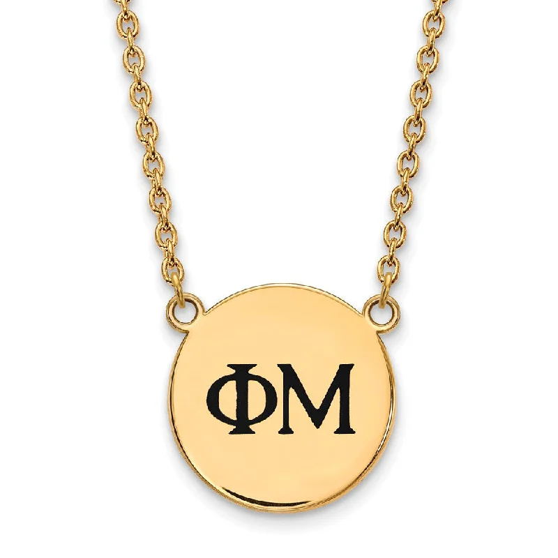 Ladies necklaces with spark pendants -14K Plated Silver Phi Mu Large Blue Enamel Greek Letters Necklace