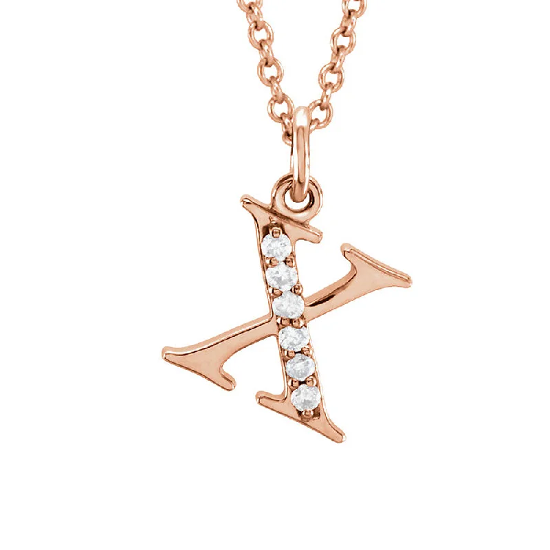 Ladies necklaces brushed titanium -The Abbey 14k Rose Gold Diamond Lower Case Initial 'x' Necklace 16 In