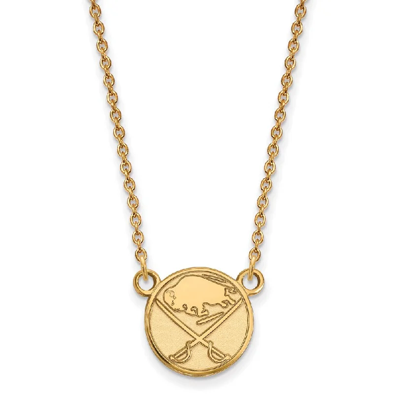 Ladies necklaces for party elegance -10k Yellow Gold NHL Buffalo Sabres Small Necklace, 18 Inch