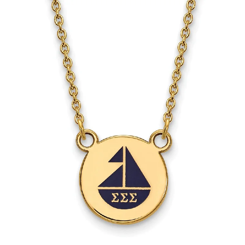 Ladies necklaces for dream charm -14K Plated Silver Sigma Sigma Sigma Small Enamel Necklace