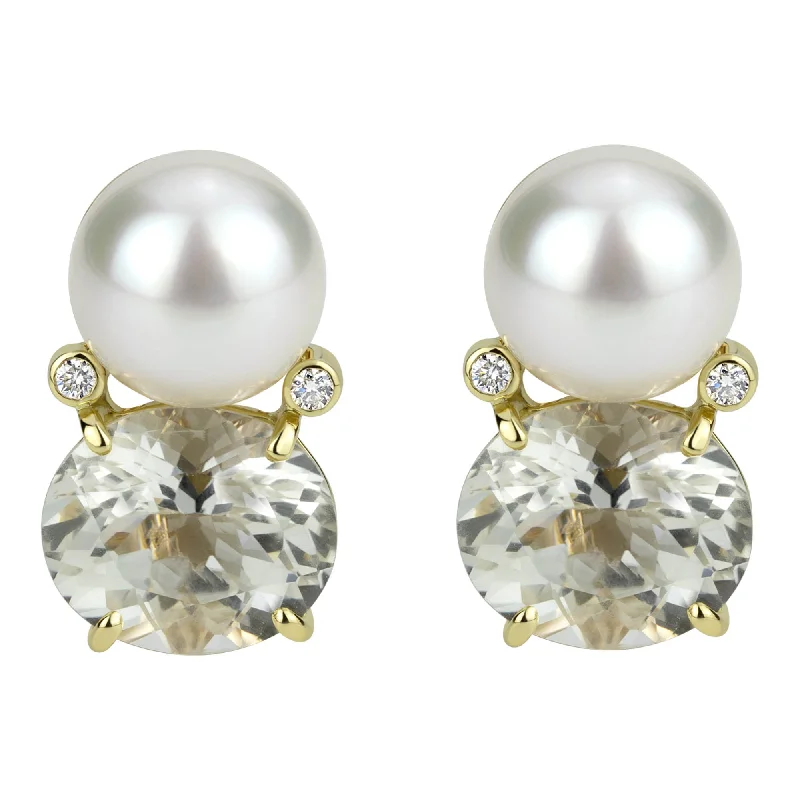 ladies-minimalist-chain-link-earrings-Earrings - South Sea Pearl, Crystal And Diamond (2302D)