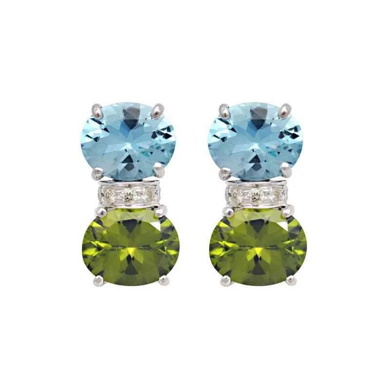 ladies-handmade-mini-hoop-earrings-Earrings-Blue Topaz, Peridot and Diamond  (187FS)