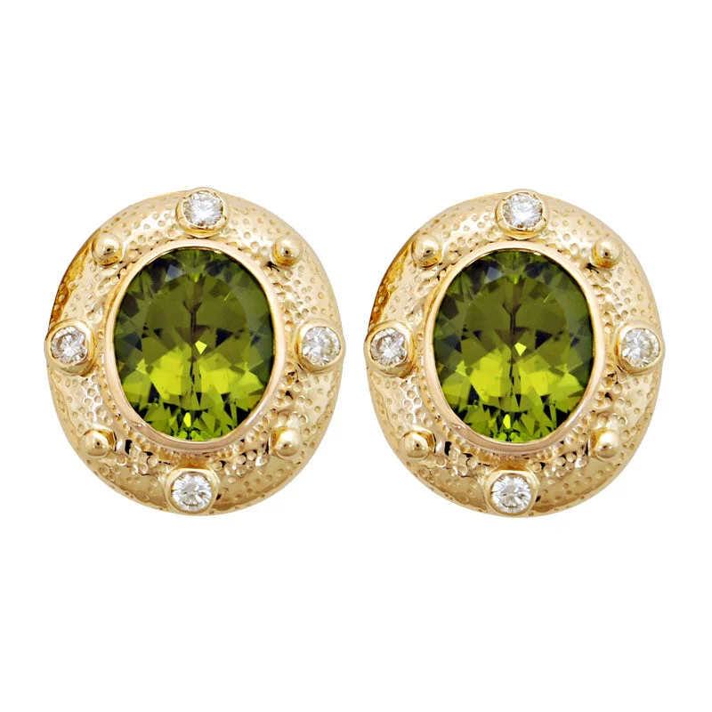 ladies-trendy-pearl-earrings-Earrings- Peridot And Diamond (1796G)