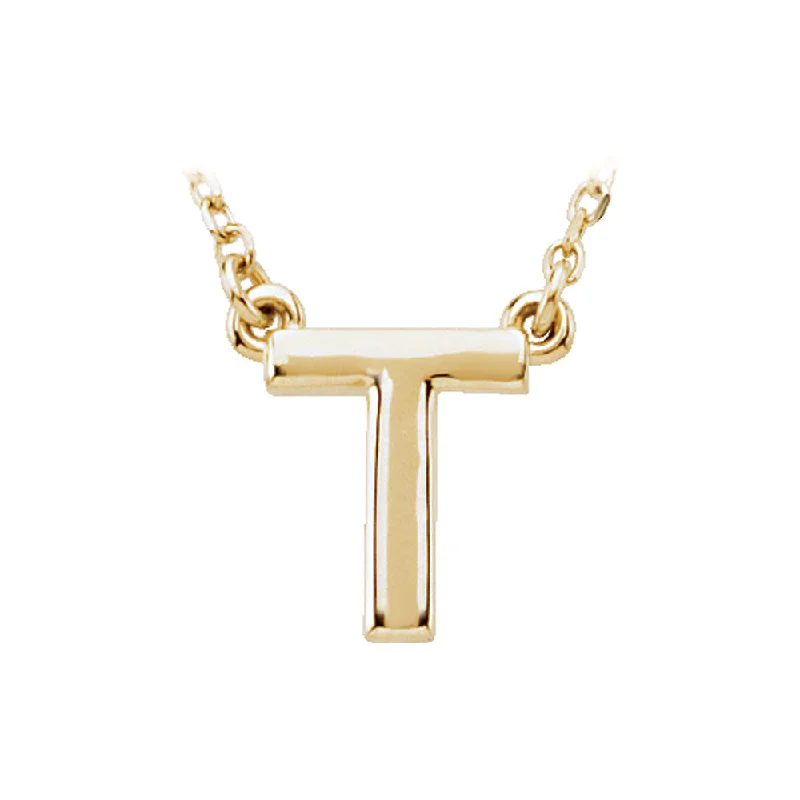 Ladies necklaces delicate charm -14K Yellow Gold, Kendall Collection, Block Initial T Necklace, 16 Inch