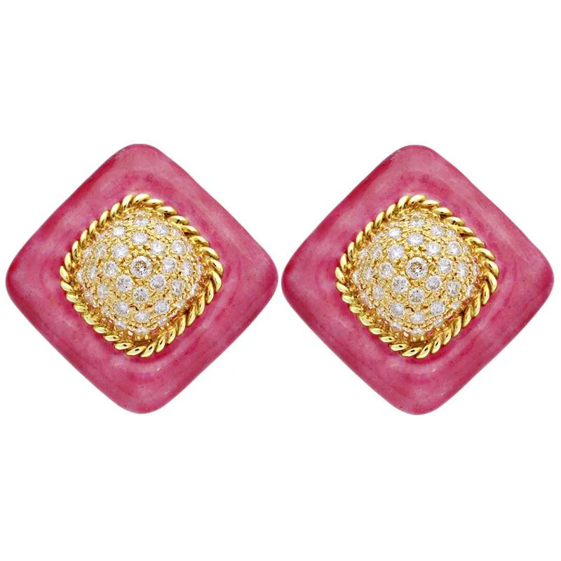 ladies-trendy-chain-link-earrings-Earrings-Diamond (Enamel)  (1933L)