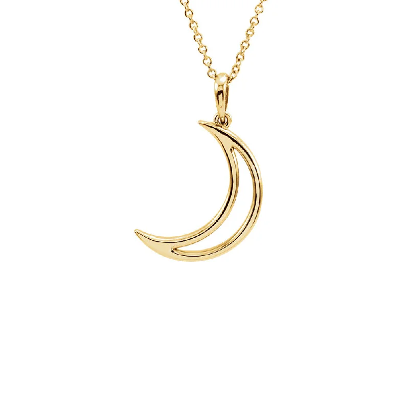 Ladies necklaces for reader charm -Polished Crescent Moon Necklace in 14k Yellow Gold, 16 Inch