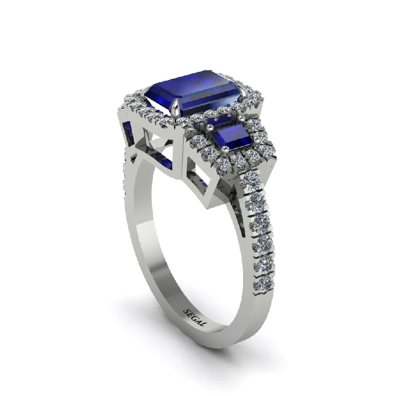 engagement-luxury-sapphire-rings-Sapphire Three Halo Radiance Engagement Ring - Emely No. 15