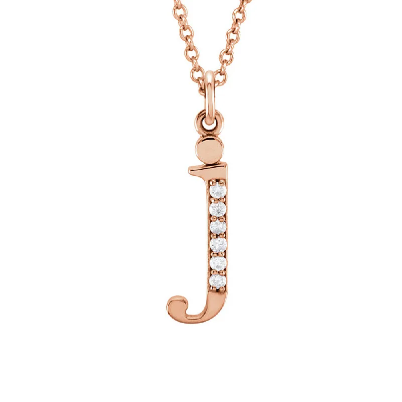 Ladies necklaces with dusk tourmaline -The Abbey 14k Rose Gold Diamond Lower Case Initial 'j' Necklace 16 In