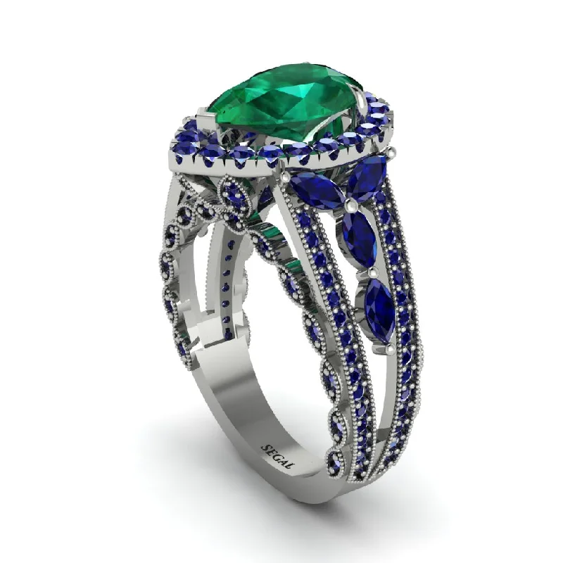 engagement-asscher-cut-gold-rings-Emerald Imperial Blossom Engagement Ring - April No. 66