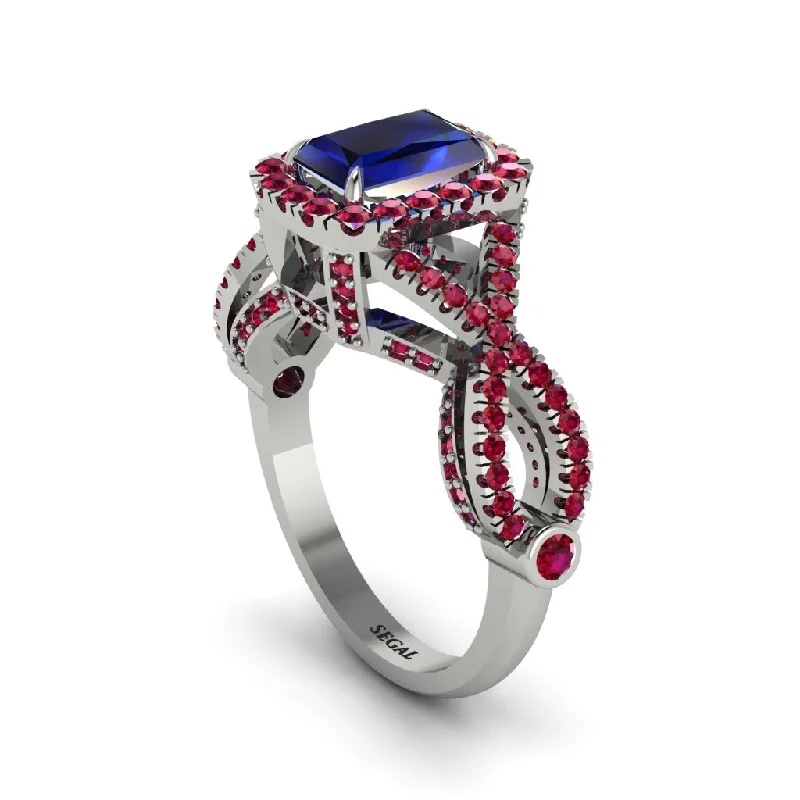 engagement-birthstone-pave-set-rings-Sapphire  Halo Radiant Splendor Engagement Ring - Kaylani No. 60