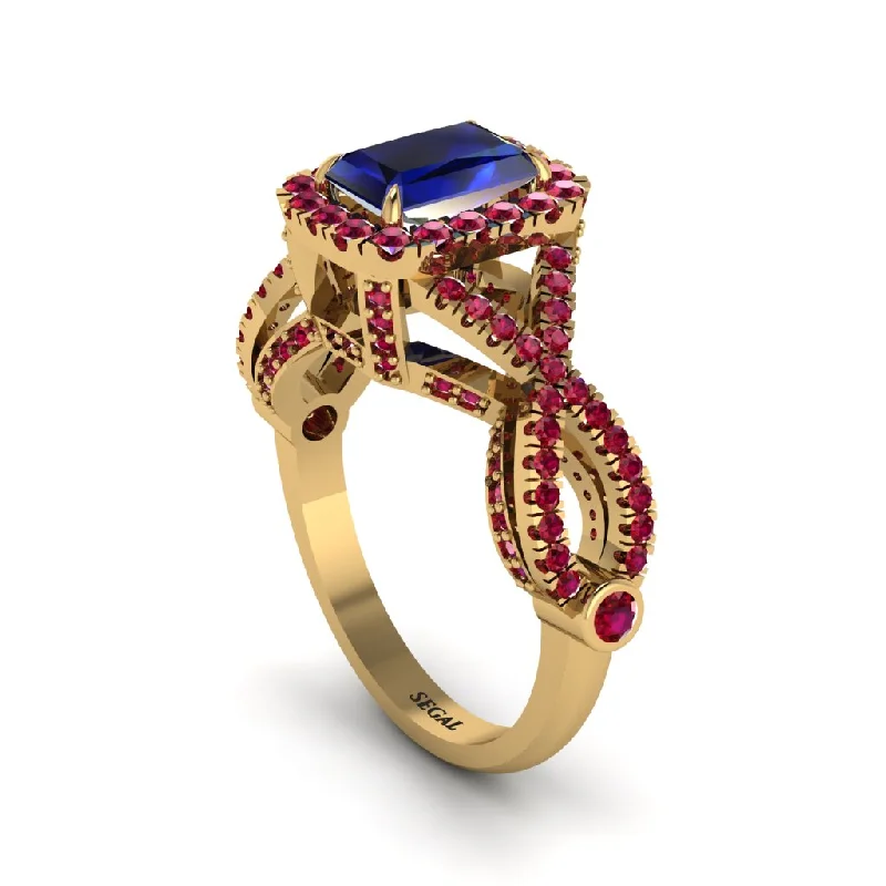 engagement-affordable-sapphire-rings-Sapphire  Halo Radiant Splendor Engagement Ring - Kaylani No. 58