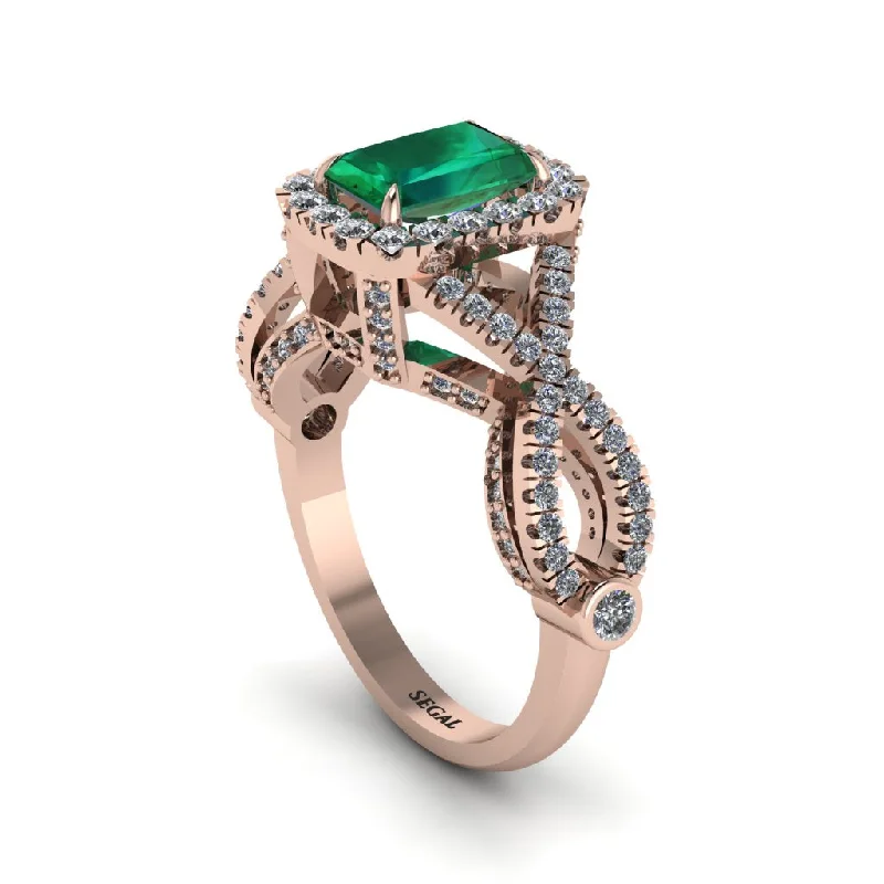 engagement-pearl-tension-set-rings-Emerald  Halo Radiant Splendor Engagement Ring - Kaylani No. 5