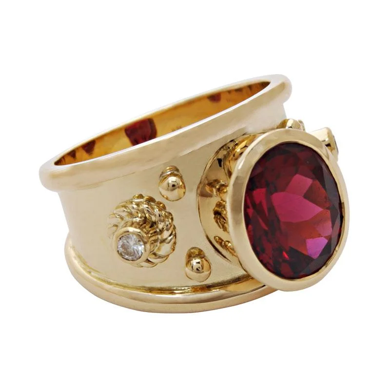 ladies-elegant-cathedral-rings-Repair - Ring-Rubellite and Diamond (1790N)