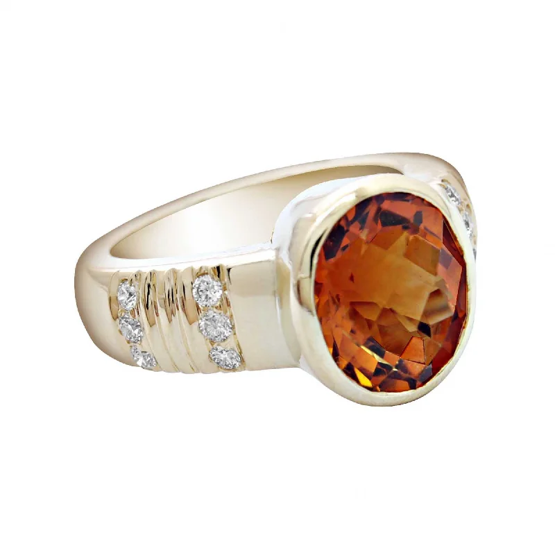 ladies-luxury-white-gold-rings-Ring- Citrine & Diamond