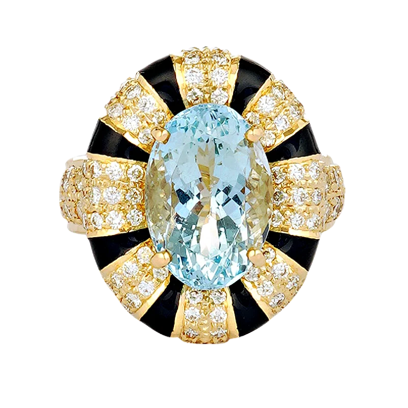 ladies-infinity-rose-gold-rings-Ring - Aquamarine and Diamond (Enamel)