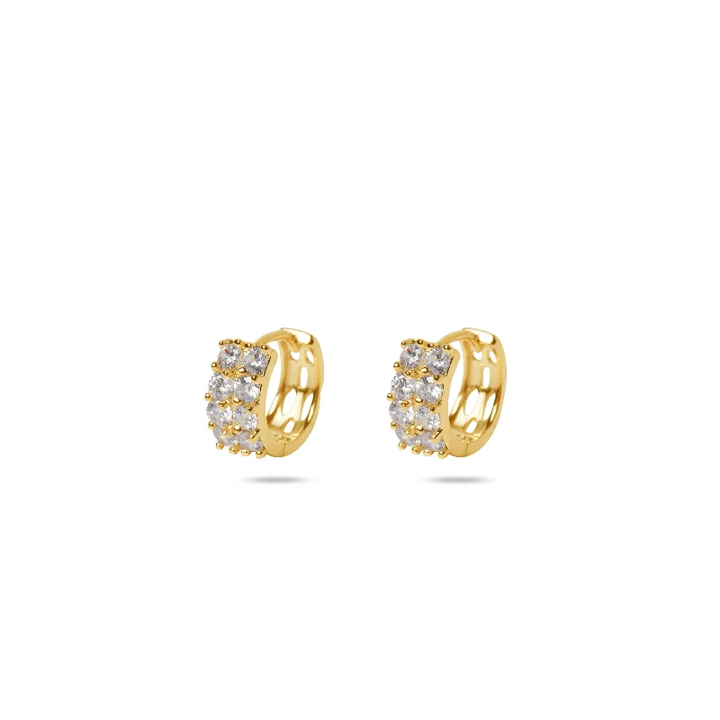 ladies-trendy-pearl-earrings-THE EIGHT STONE PAVE' HUGGIE EARRINGS