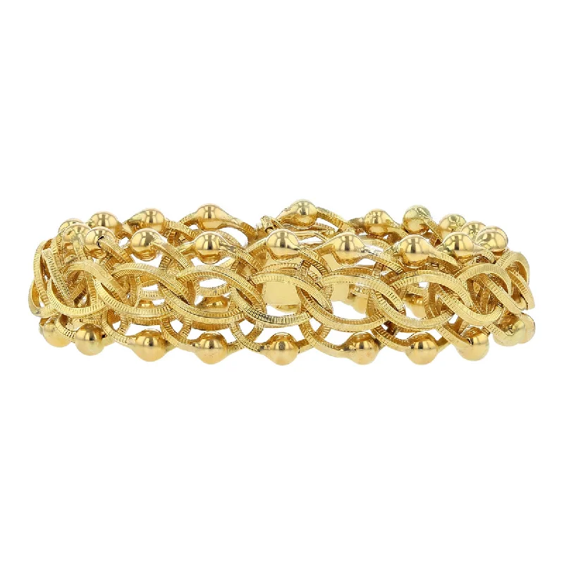 Ladies bracelets for path elegance -14K Yellow Gold Fancy Link Wide Bracelet