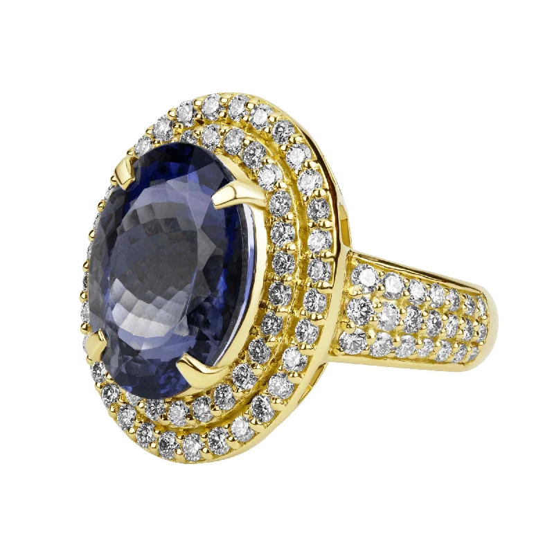 ladies-custom-gold-rings-Ring - Iolite And Diamond