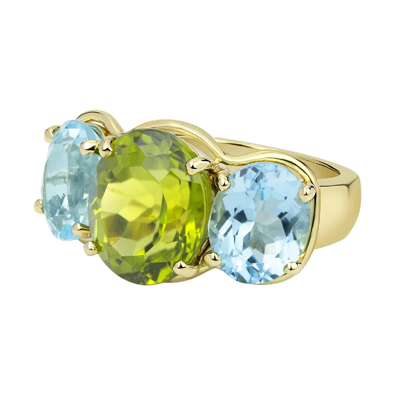 ladies-round-silver-rings-Ring - Peridot And Blue Topaz