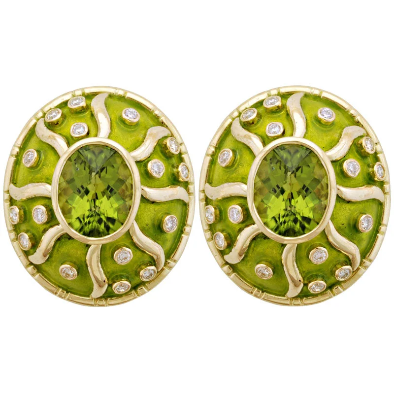 ladies-minimalist-pearl-earrings-Earrings- Peridot And Diamond (Enamel) (1853D)