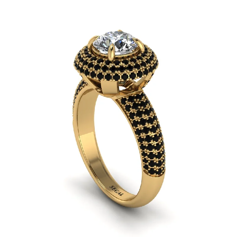 engagement-elegant-tension-set-rings-Diamond Golden Majesty Pave Halo Engagement Ring - Myra No. 31