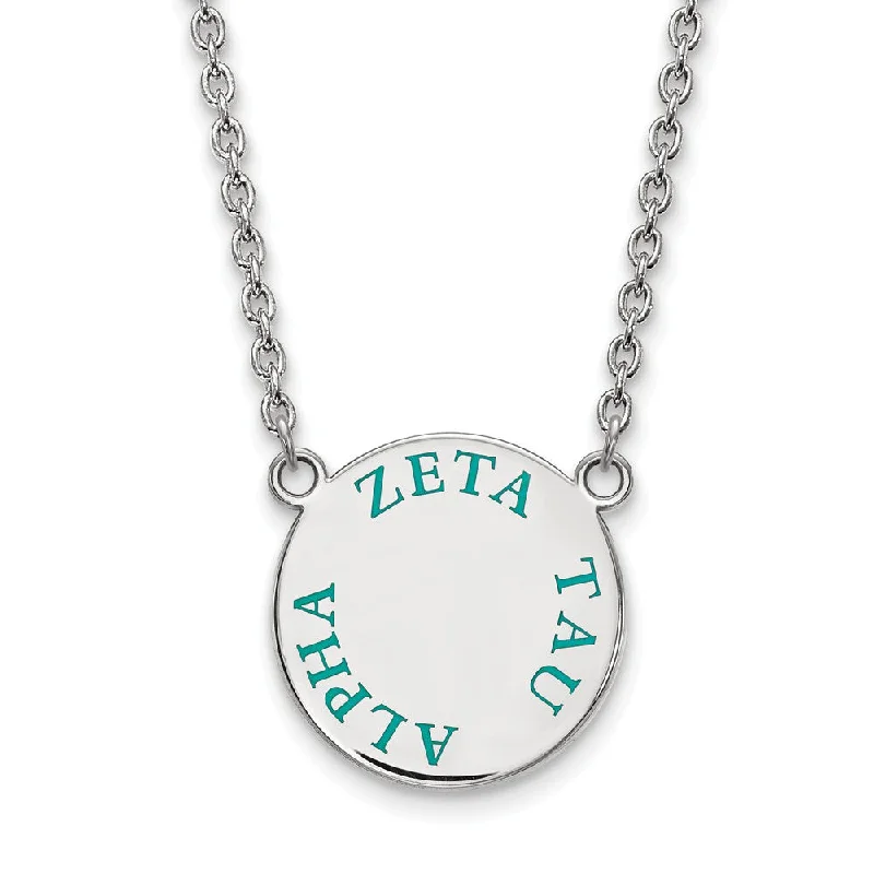 Ladies necklaces nomad’s elegance -Sterling Silver Zeta Tau Alpha Large Turqouise Enamel Necklace