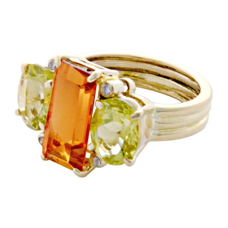 ladies-diamond-cathedral-rings-Ring-Citrine, Lemon Quartz and Diamond