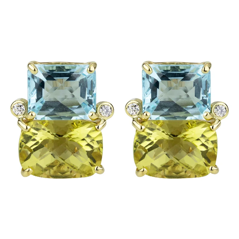 ladies-everyday-chandelier-earrings-Earrings - Blue Topaz, Lemon Quartz And Diamond (2301C)