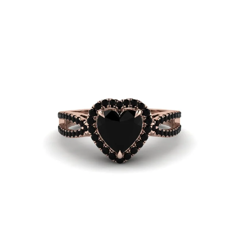 engagement-vintage-rose-gold-rings-Heart's Black Diamond Embrace Engagement Ring - Alison No. 38