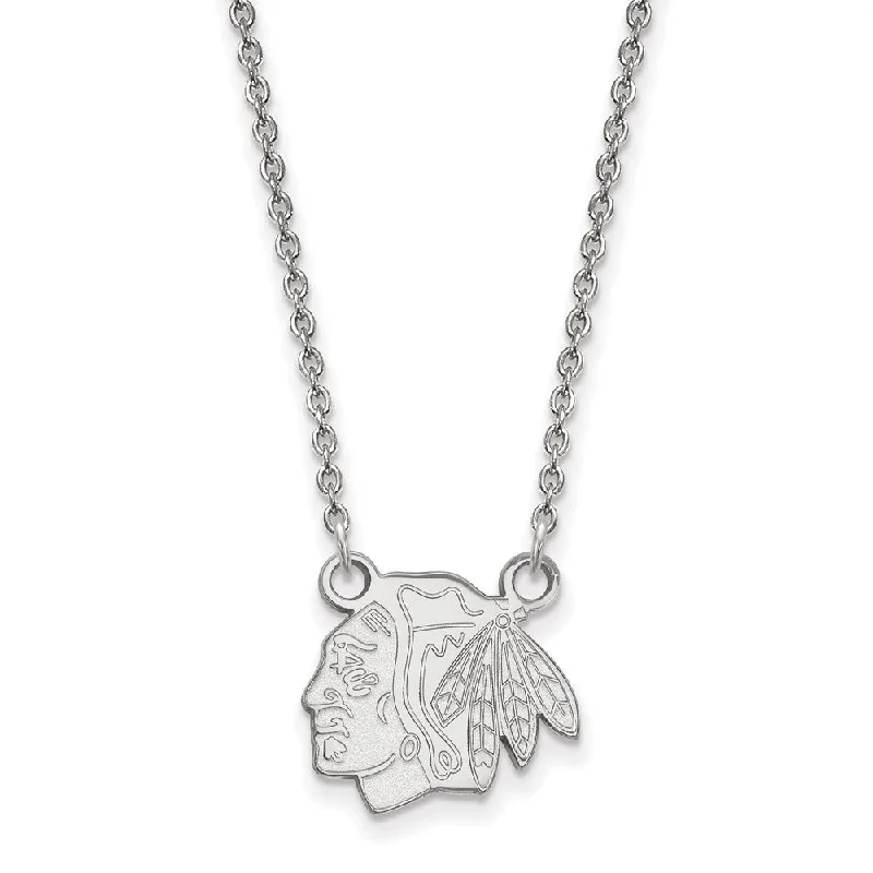 Ladies necklaces with emerald jade -14k White Gold NHL Chicago Blackhawks Small Necklace, 18 Inch