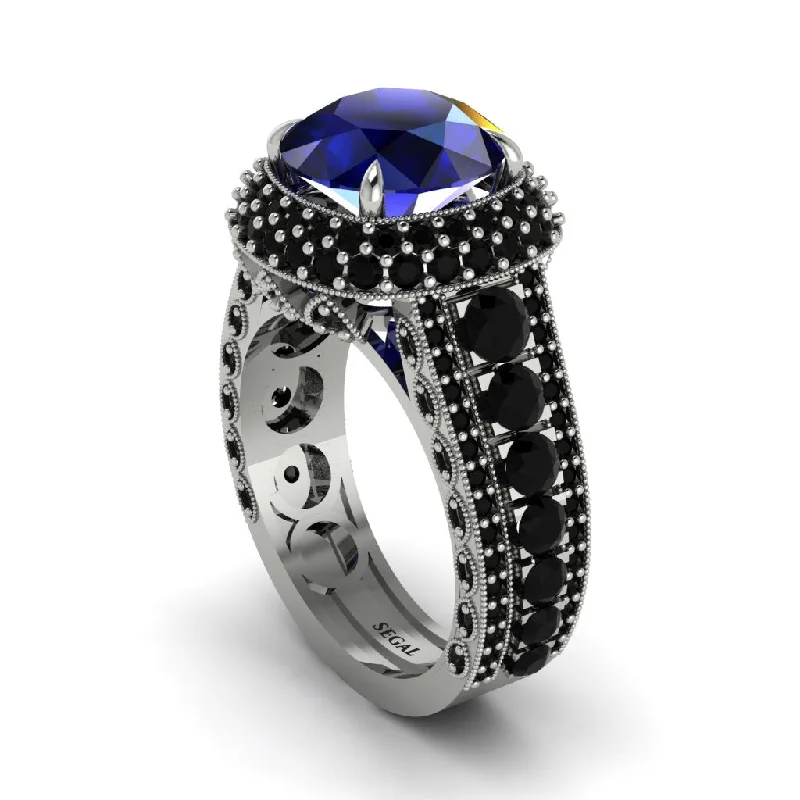 engagement-modern-diamond-rings-Sapphire Radiant Majesty Pave Engagement Ring - Cataleya No. 45