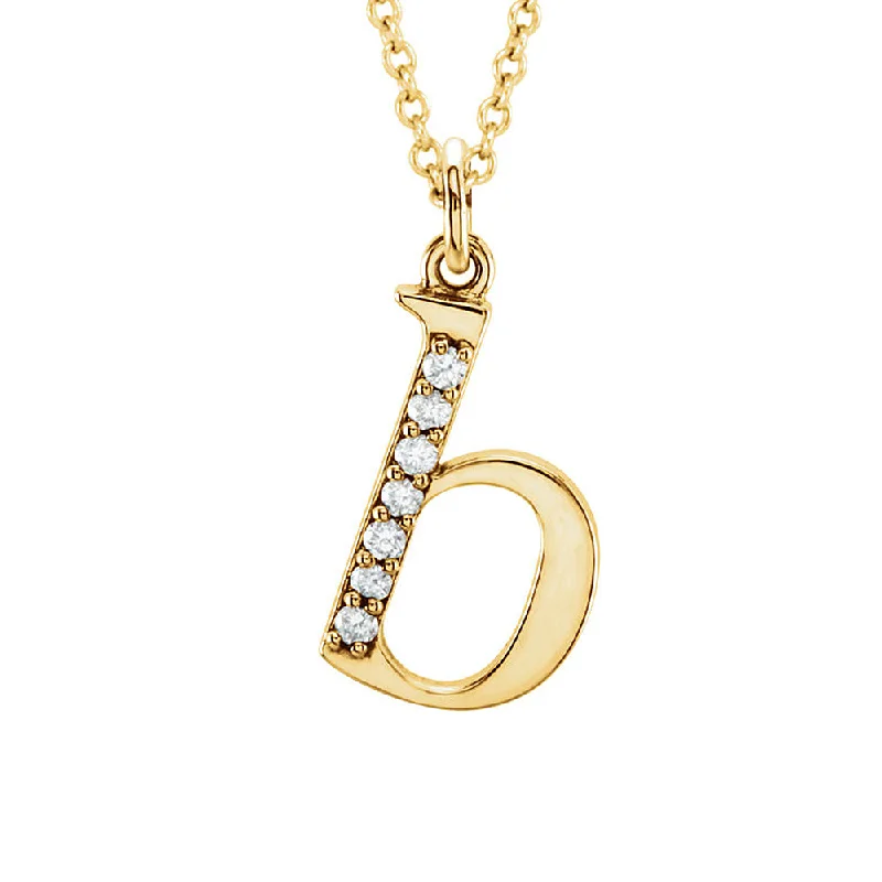 Ladies necklaces fun charm -The Abbey 14k Yellow Diamond Lower Case Initial 'b' Necklace 16 Inch